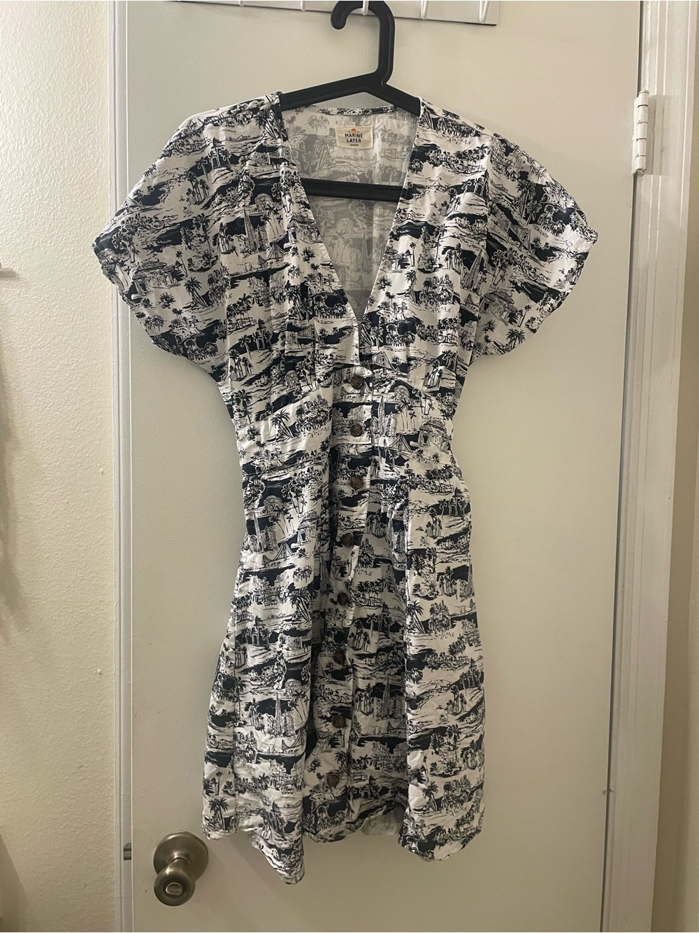 Marine Layer Camila Dress in San Francisco Toile print- Medium